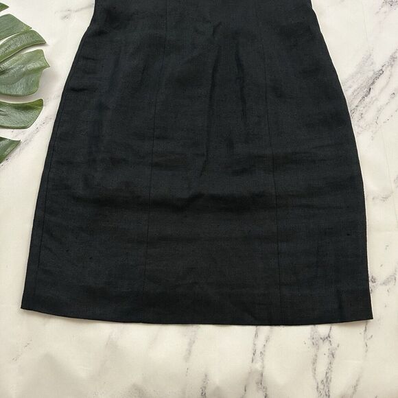 Liz Claiborne Womens Vintage 90s Linen Sheath Dress Size 4 Petite Black Gold - Picture 4 of 9